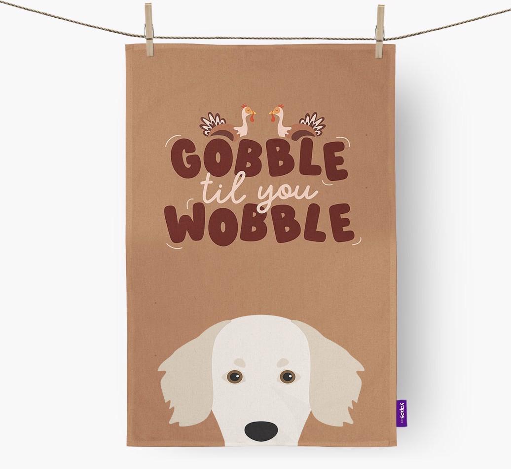 Gobble Til You Wobble: Personalized {breedFullName} Dish Towel