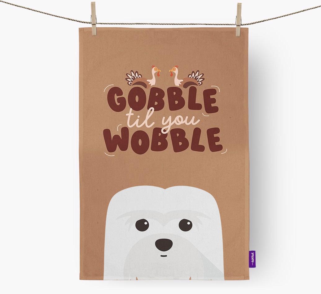 Gobble Til You Wobble: Personalized {breedFullName} Dish Towel