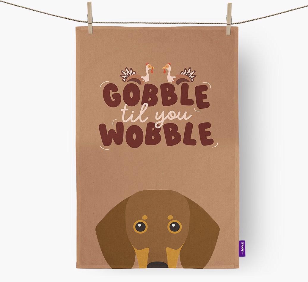 Gobble Til You Wobble: Personalized {breedFullName} Dish Towel
