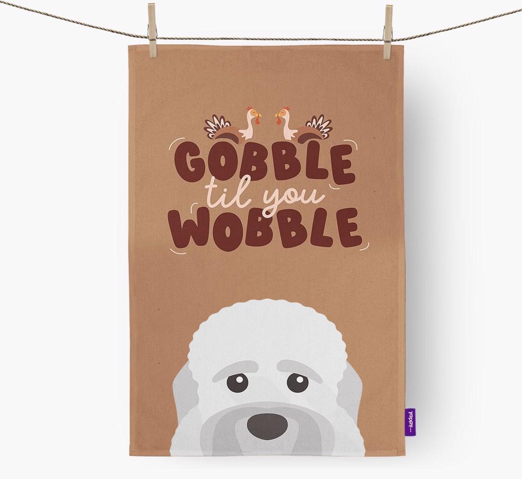 Gobble Til You Wobble: Personalized {breedFullName} Dish Towel