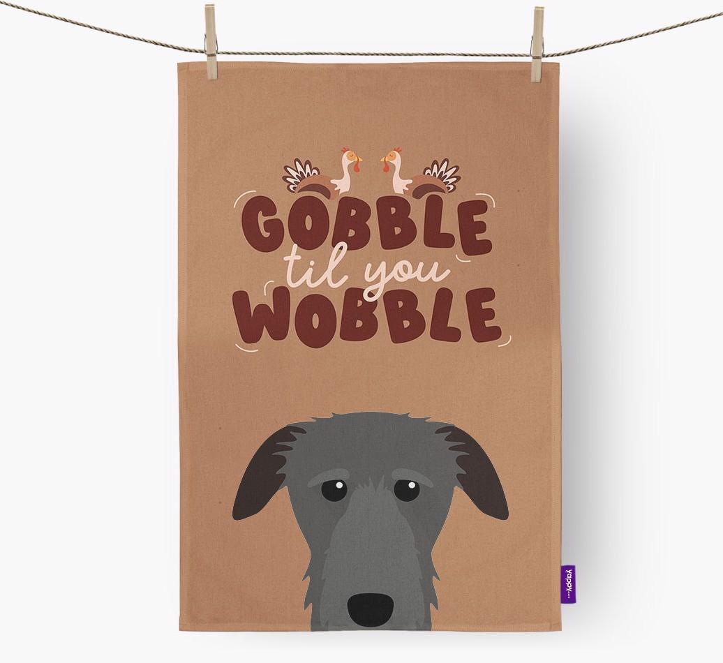 Gobble Til You Wobble: Personalized {breedFullName} Dish Towel