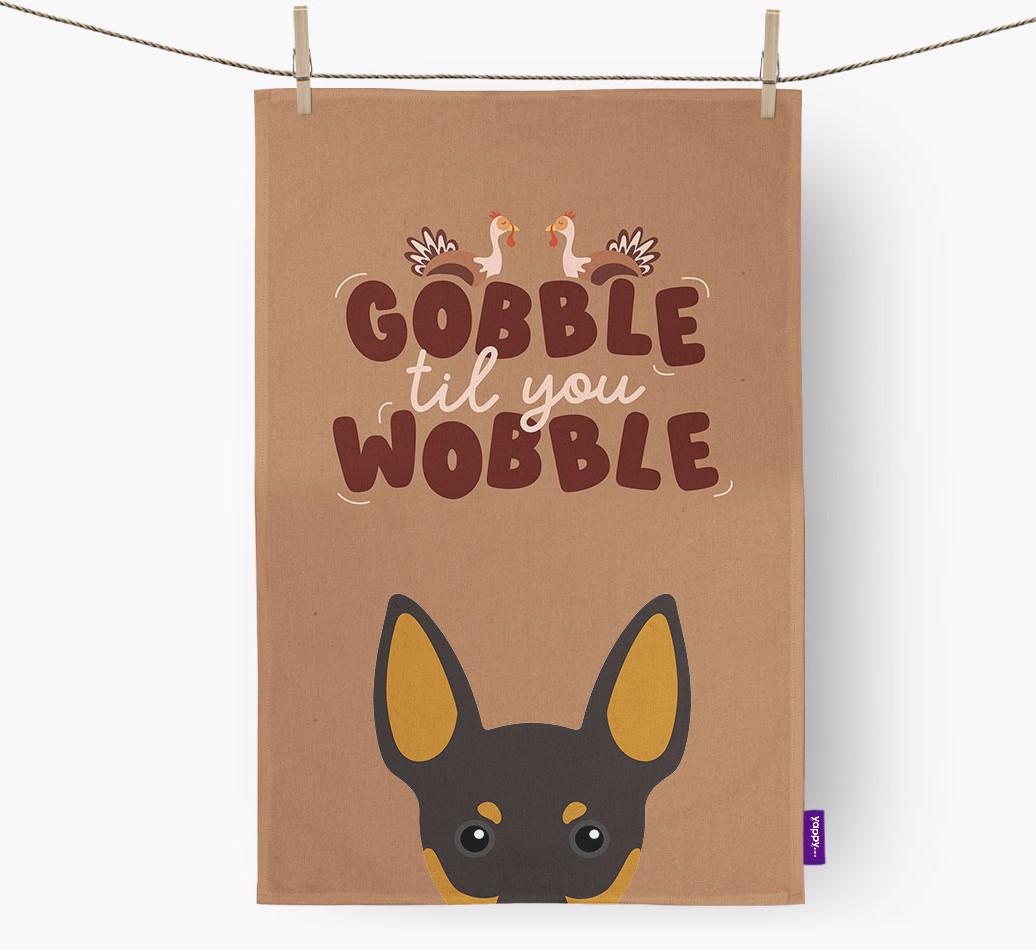 Gobble Til You Wobble: Personalized {breedFullName} Dish Towel