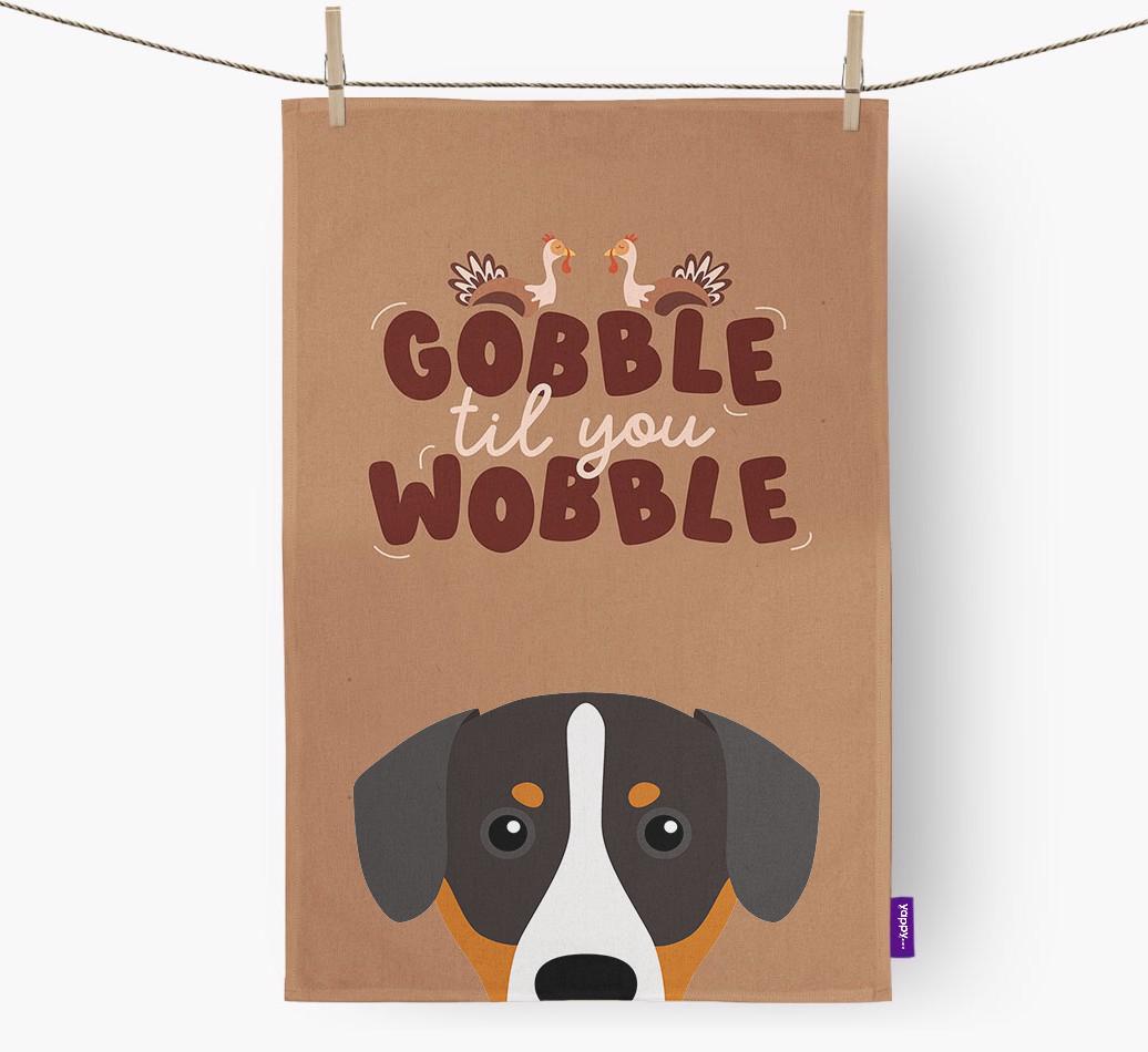 Gobble Til You Wobble: Personalized {breedFullName} Dish Towel