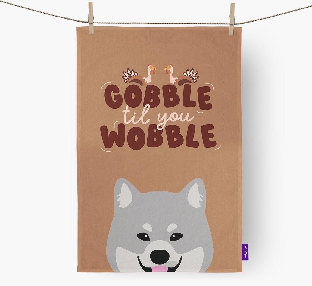 Gobble Til You Wobble: Personalized {breedFullName} Dish Towel