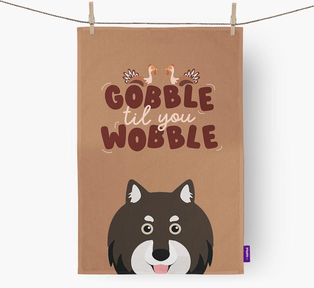Gobble Til You Wobble: Personalized {breedFullName} Dish Towel