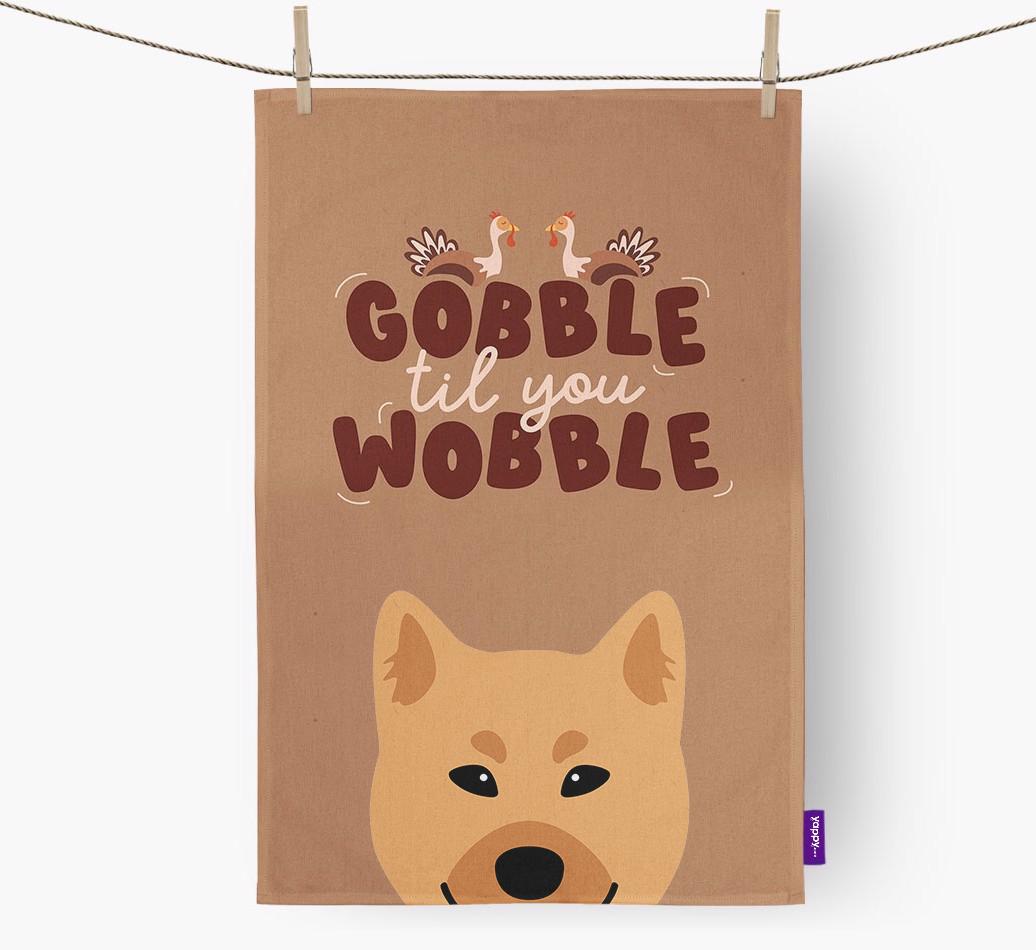 Gobble Til You Wobble: Personalized {breedFullName} Dish Towel