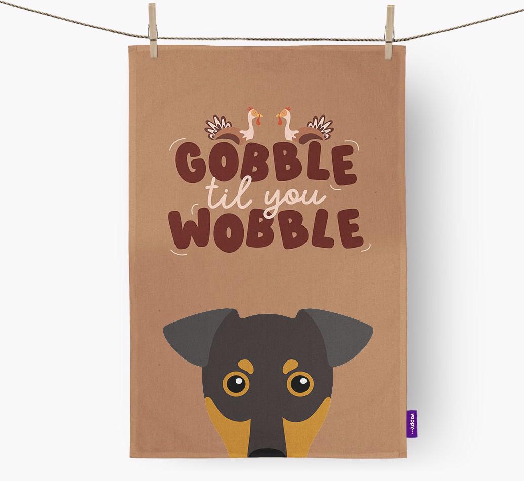 Gobble Til You Wobble: Personalized {breedFullName} Dish Towel