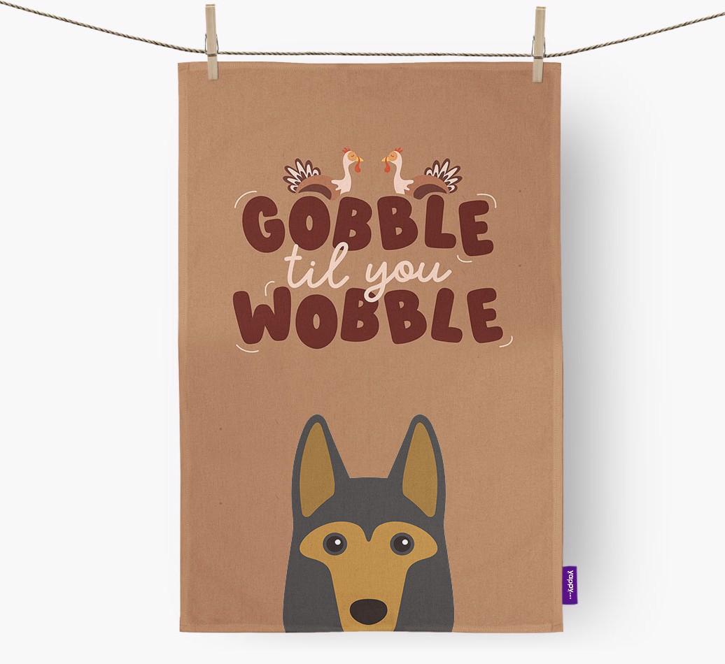 Gobble Til You Wobble: Personalized {breedFullName} Dish Towel