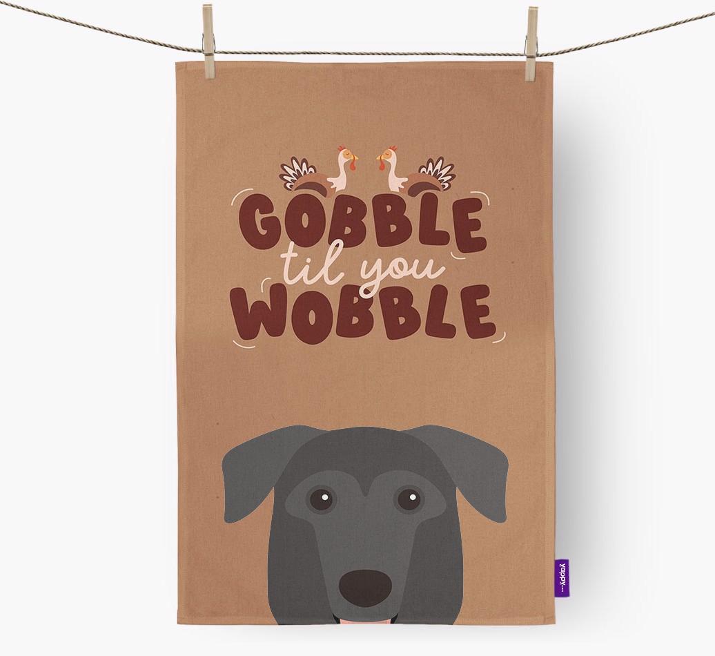 Gobble Til You Wobble: Personalized {breedFullName} Dish Towel