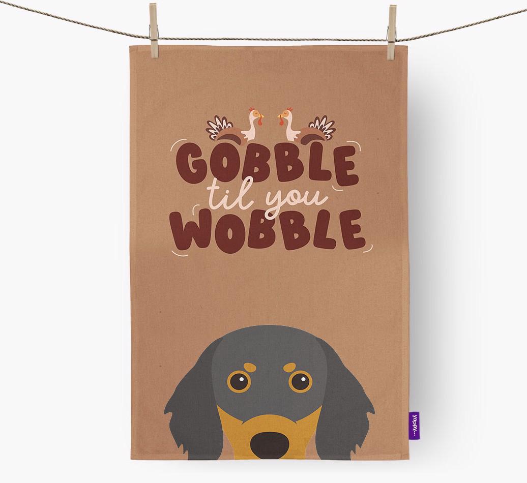 Gobble Til You Wobble: Personalized {breedFullName} Dish Towel
