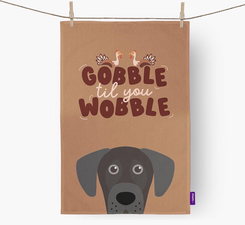 Gobble Til You Wobble: Personalized {breedFullName} Dish Towel