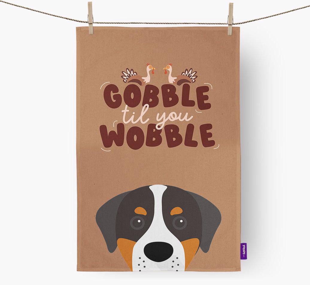 Gobble Til You Wobble: Personalized {breedFullName} Dish Towel
