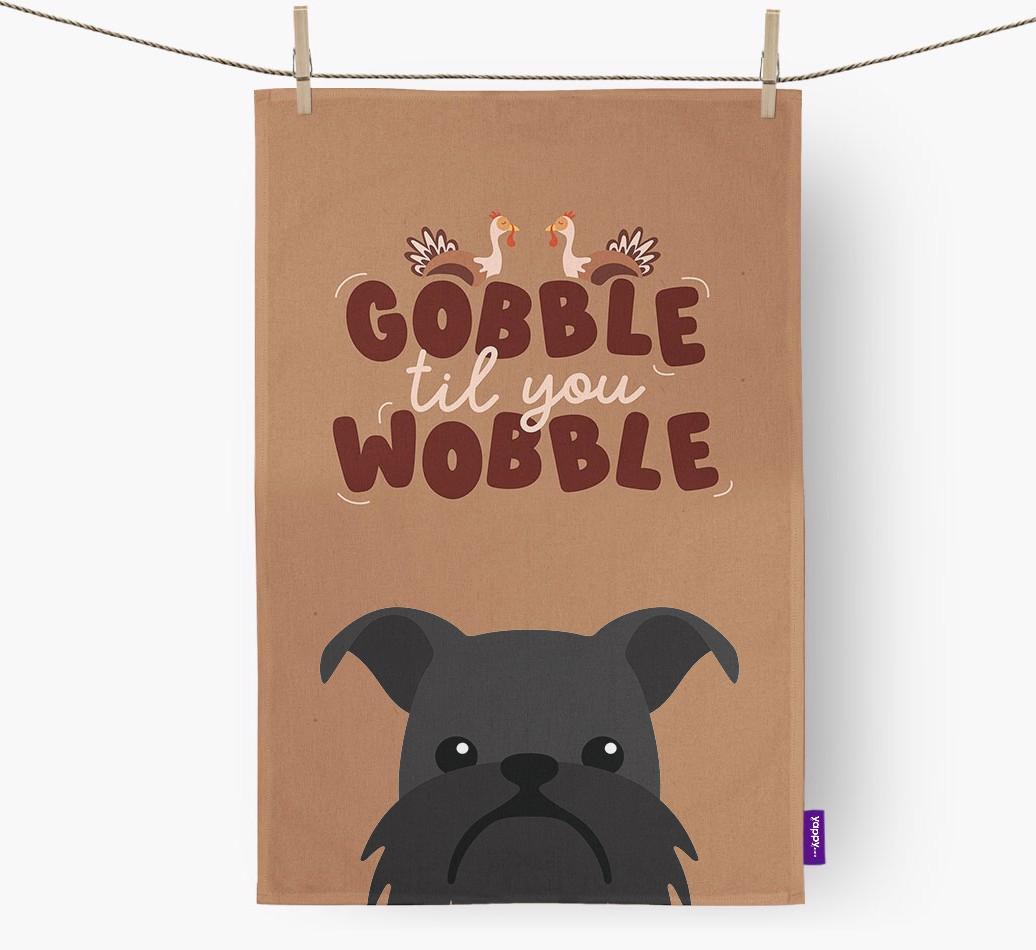 Gobble Til You Wobble: Personalized {breedFullName} Dish Towel