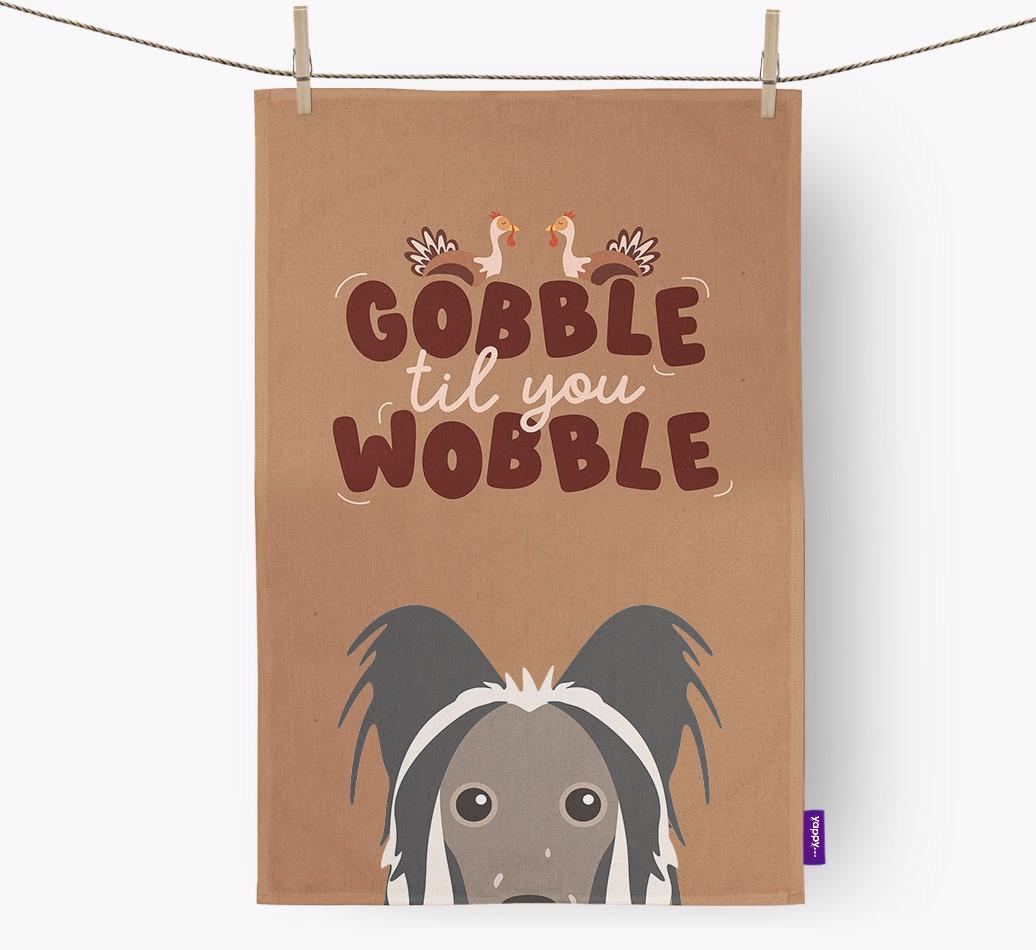 Gobble Til You Wobble: Personalized {breedFullName} Dish Towel