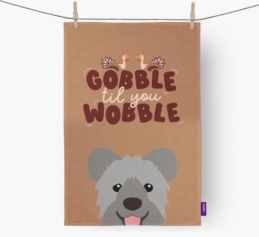 Gobble Til You Wobble: Personalized {breedFullName} Dish Towel