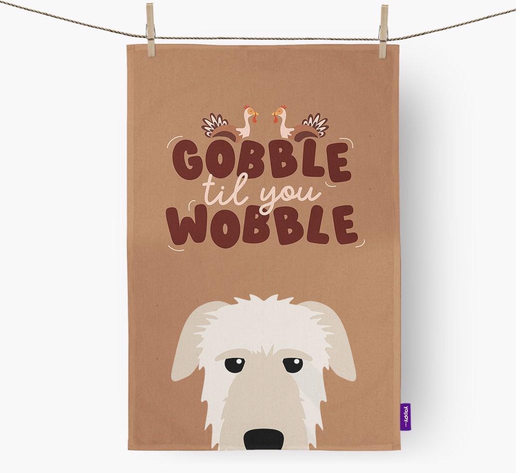Gobble Til You Wobble: Personalized {breedFullName} Dish Towel