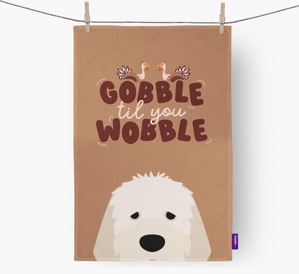 Gobble Til You Wobble: Personalized {breedFullName} Dish Towel