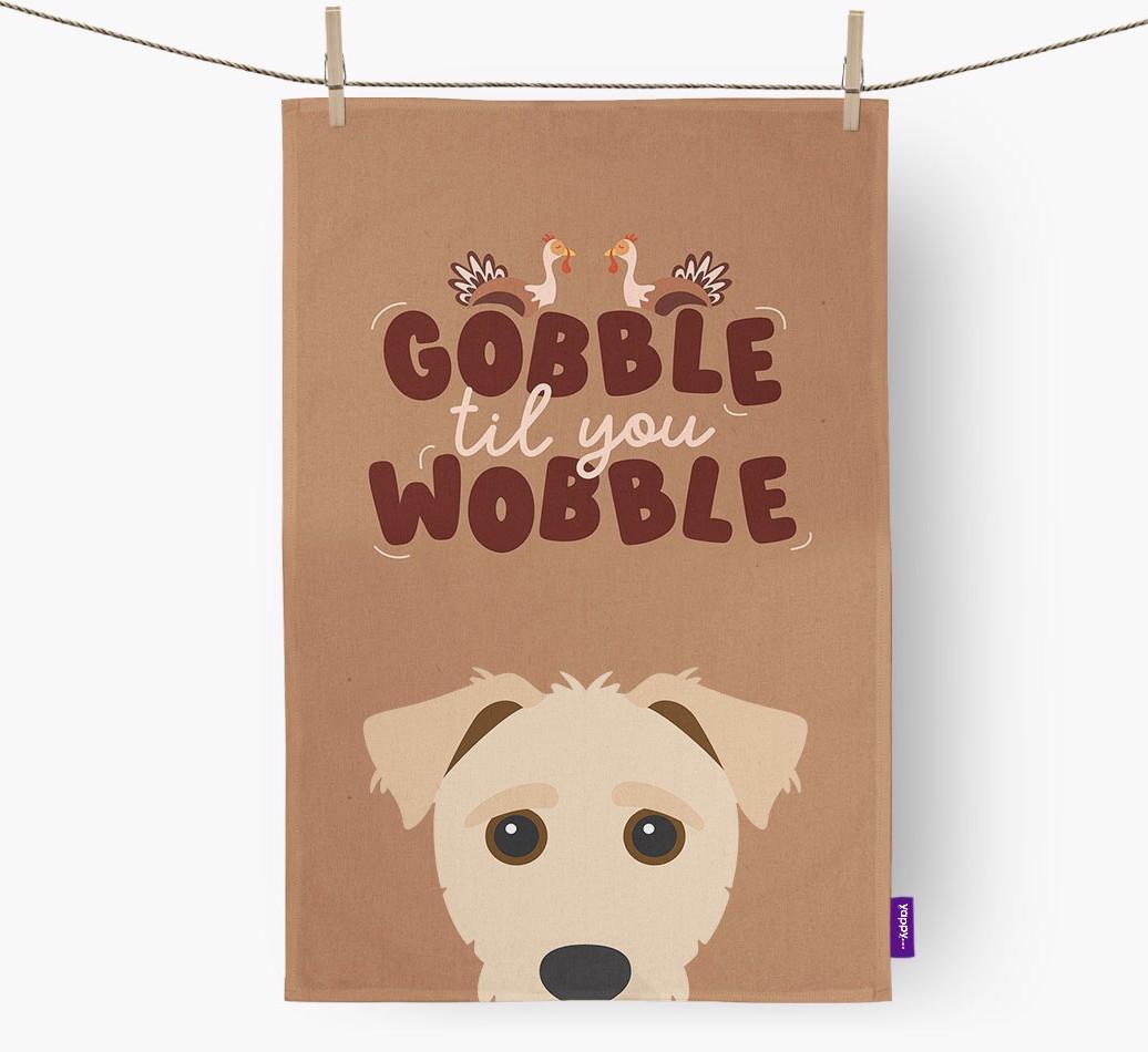 Gobble Til You Wobble: Personalized {breedFullName} Dish Towel