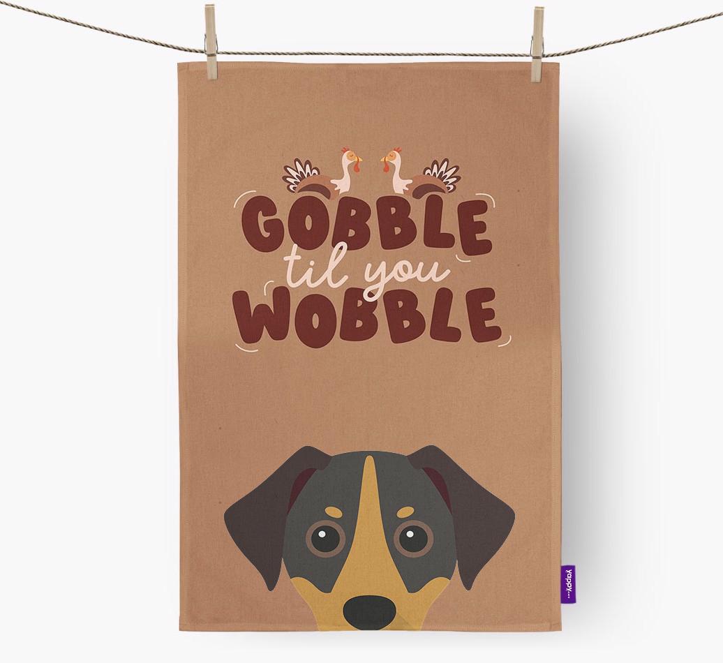 Gobble Til You Wobble: Personalized {breedFullName} Dish Towel