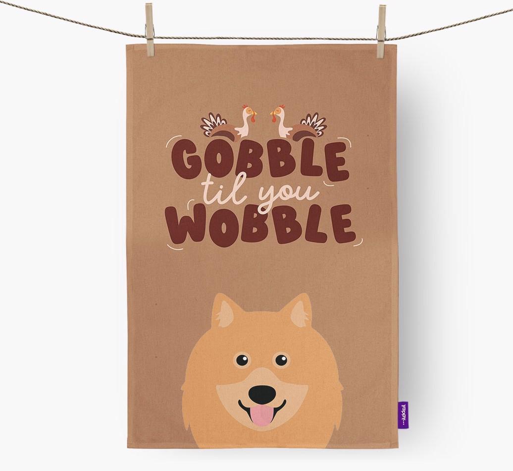 Gobble Til You Wobble: Personalized {breedFullName} Dish Towel