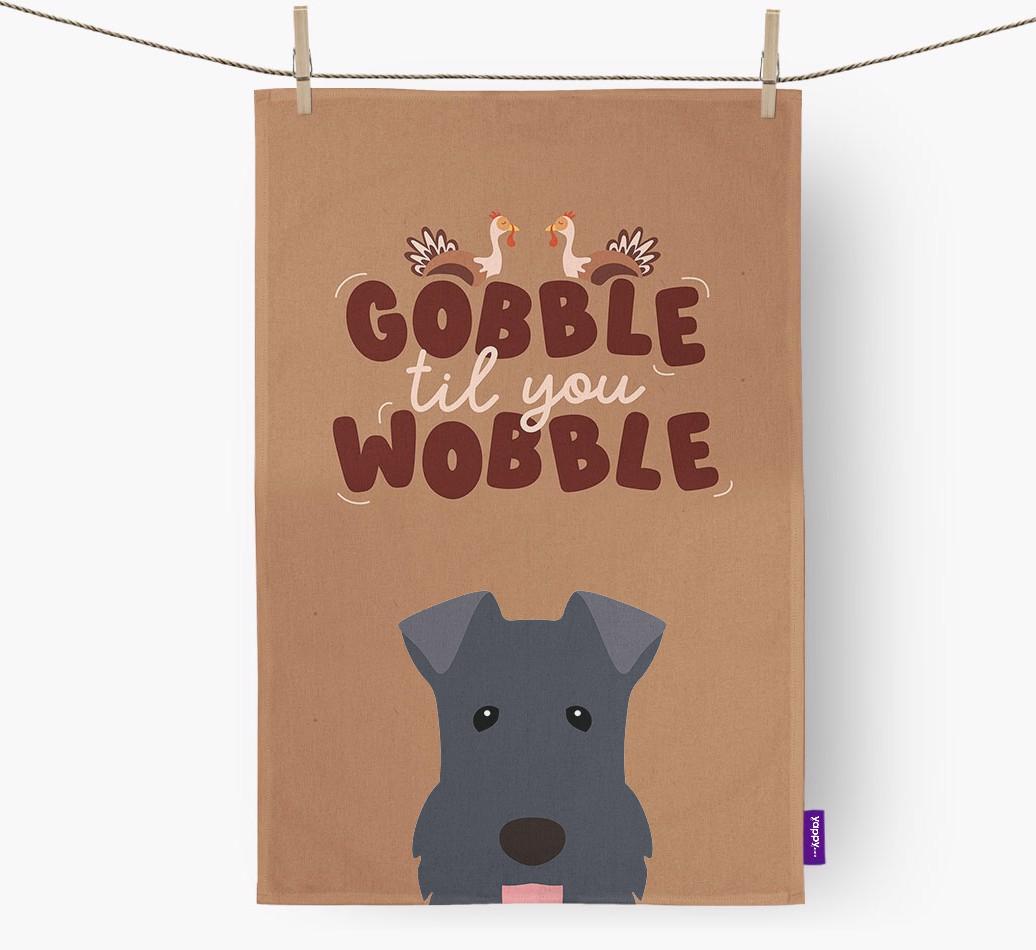 Gobble Til You Wobble: Personalized {breedFullName} Dish Towel