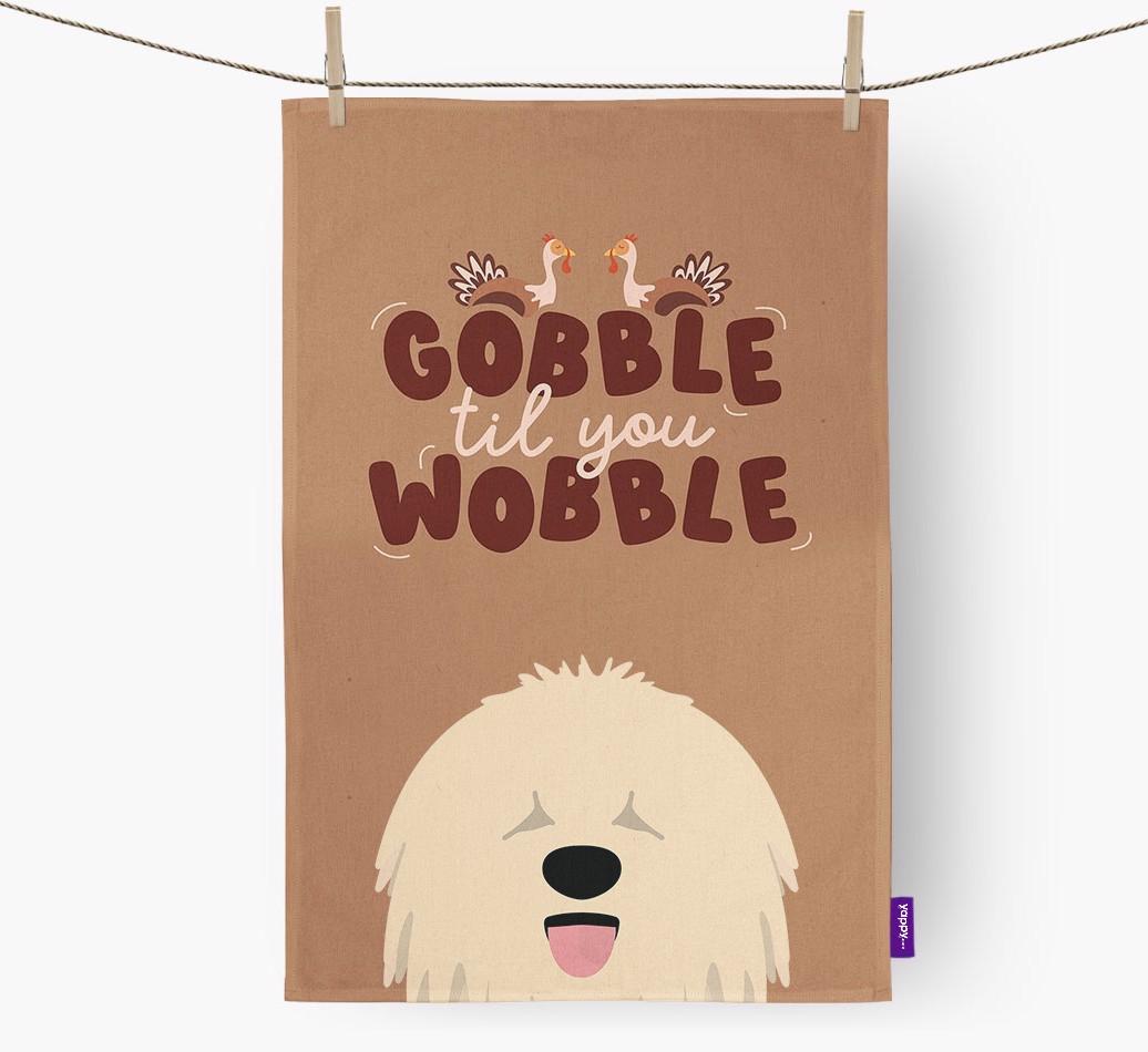 Gobble Til You Wobble: Personalized {breedFullName} Dish Towel