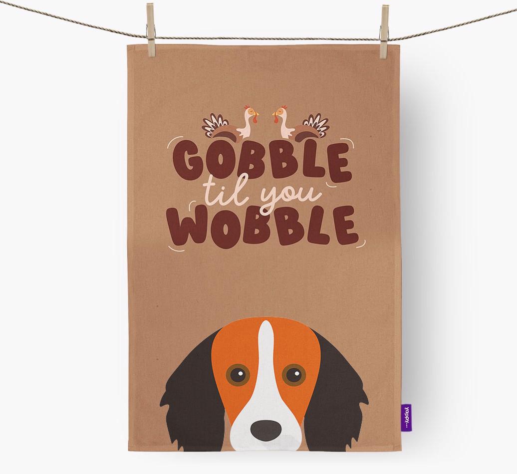 Gobble Til You Wobble: Personalized {breedFullName} Dish Towel