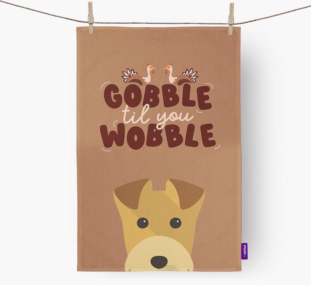 Gobble Til You Wobble: Personalized {breedFullName} Dish Towel