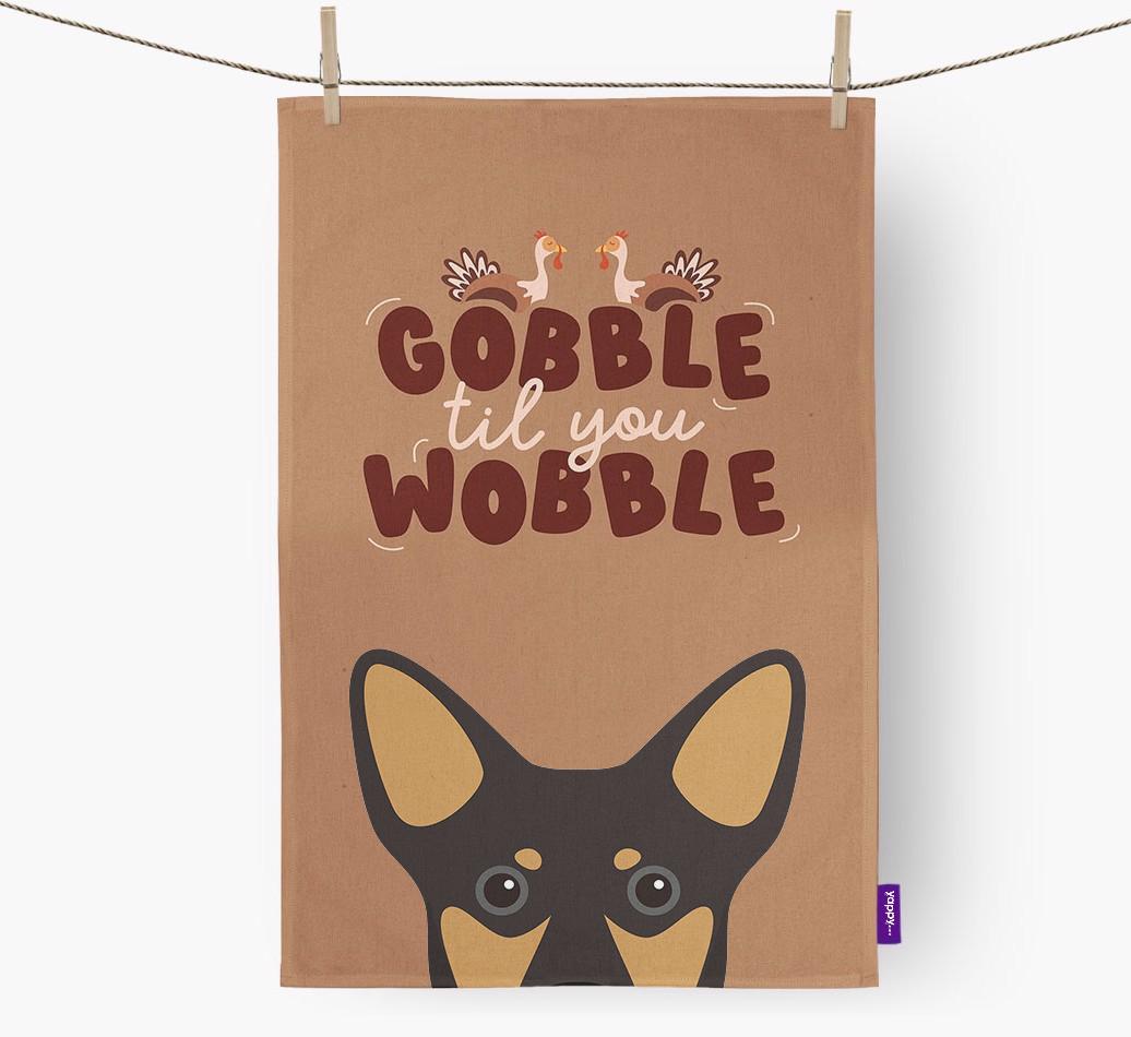 Gobble Til You Wobble: Personalized {breedFullName} Dish Towel
