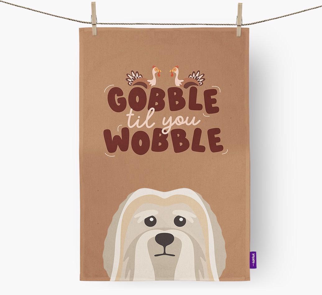 Gobble Til You Wobble: Personalized {breedFullName} Dish Towel
