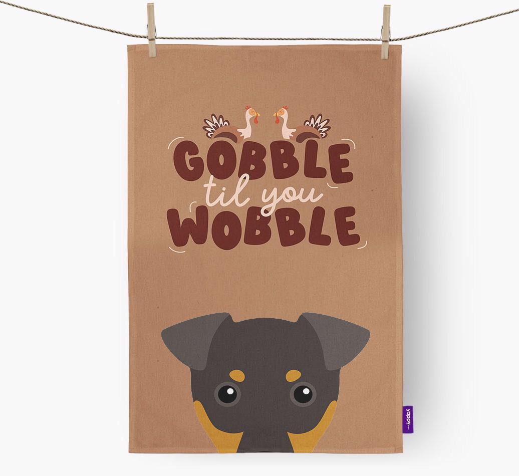 Gobble Til You Wobble: Personalized {breedFullName} Dish Towel