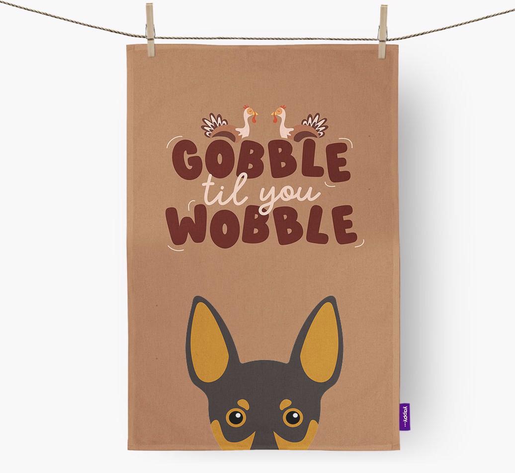 Gobble Til You Wobble: Personalized {breedFullName} Dish Towel