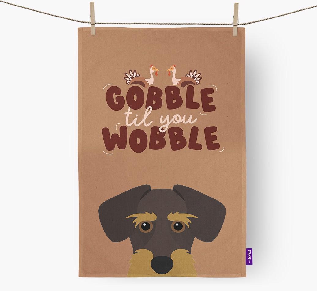 Gobble Til You Wobble: Personalized {breedFullName} Dish Towel