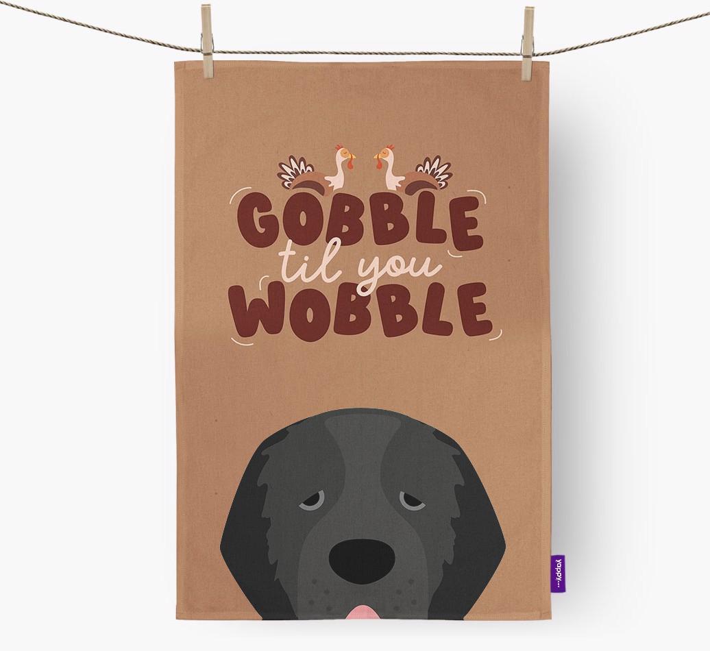 Gobble Til You Wobble: Personalized {breedFullName} Dish Towel