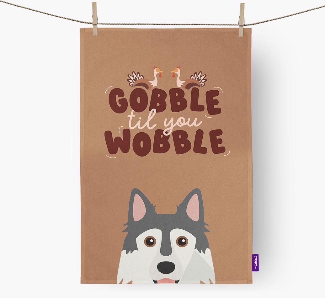 Gobble Til You Wobble: Personalized {breedFullName} Dish Towel