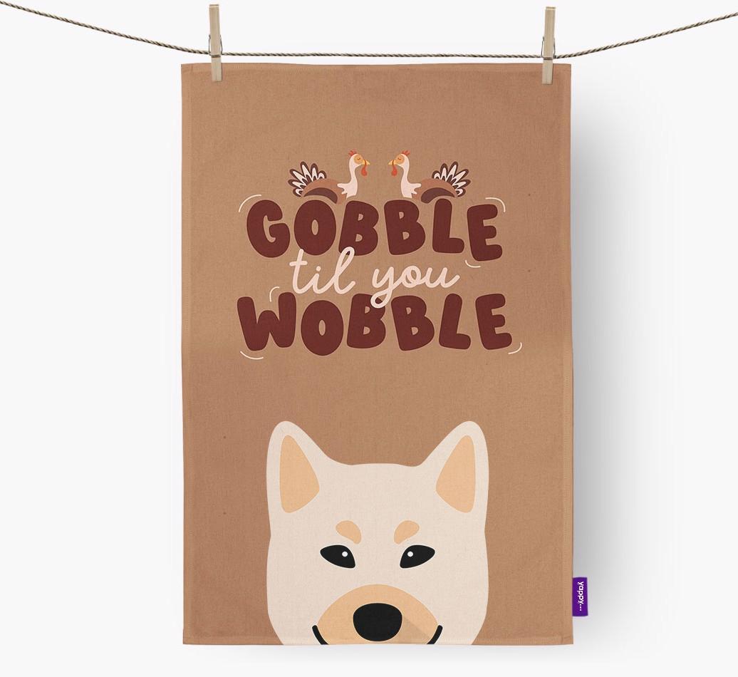 Gobble Til You Wobble: Personalized {breedFullName} Dish Towel