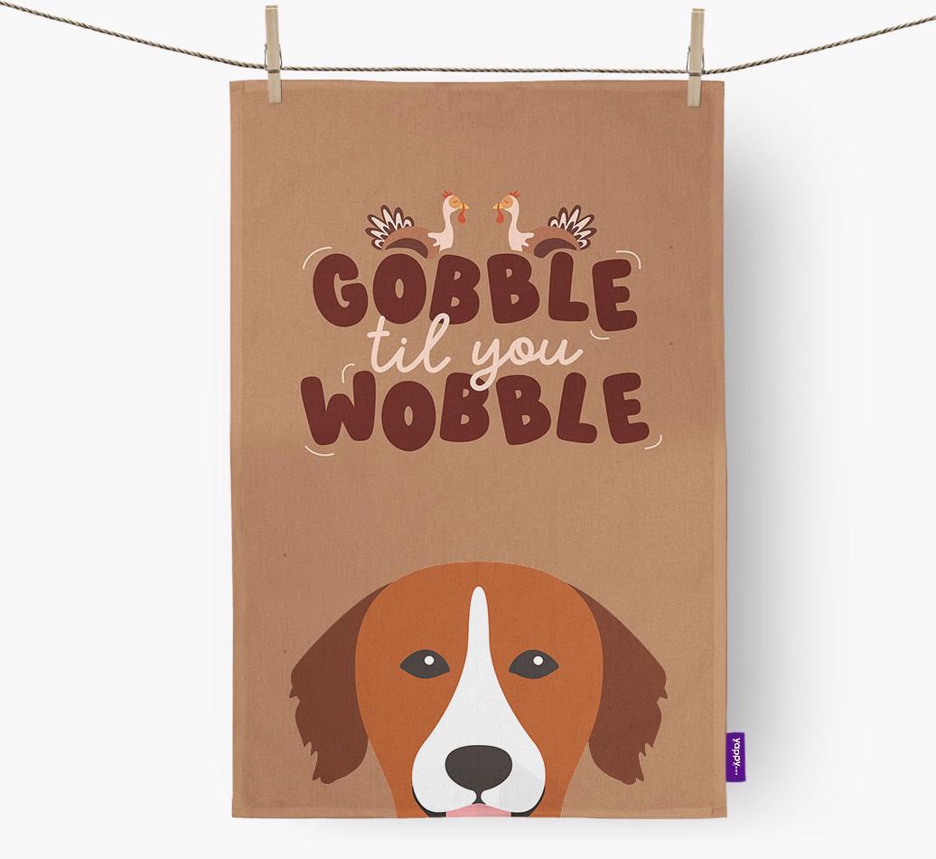 Gobble Til You Wobble: Personalized {breedFullName} Dish Towel