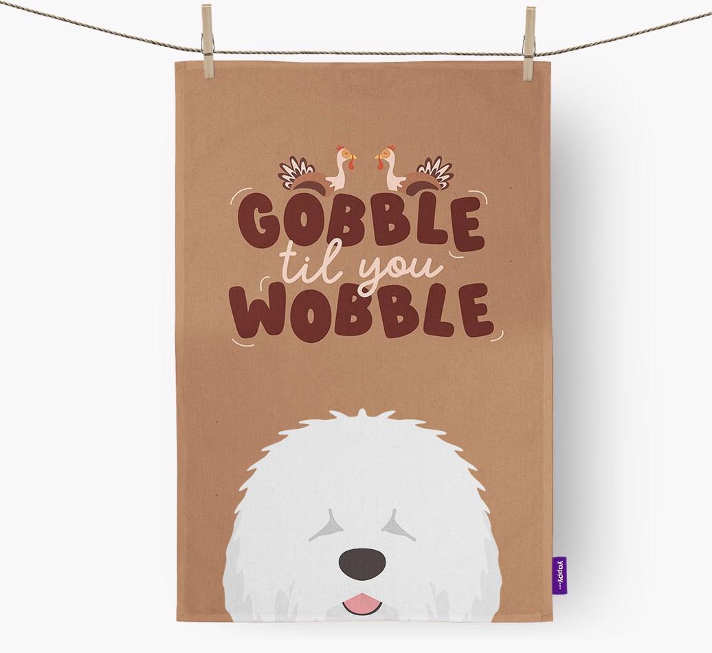 Gobble Til You Wobble: Personalized {breedFullName} Dish Towel