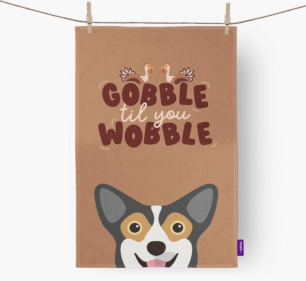 Gobble Til You Wobble: Personalized {breedFullName} Dish Towel