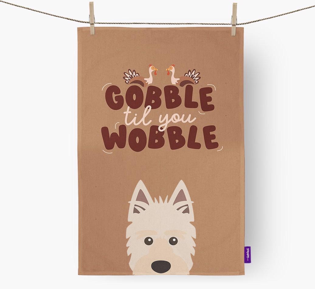 Gobble Til You Wobble: Personalized {breedFullName} Dish Towel
