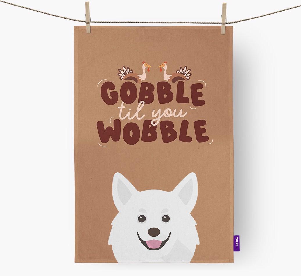 Gobble Til You Wobble: Personalized {breedFullName} Dish Towel