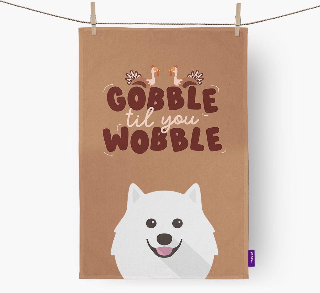 Gobble Til You Wobble: Personalized {breedFullName} Dish Towel