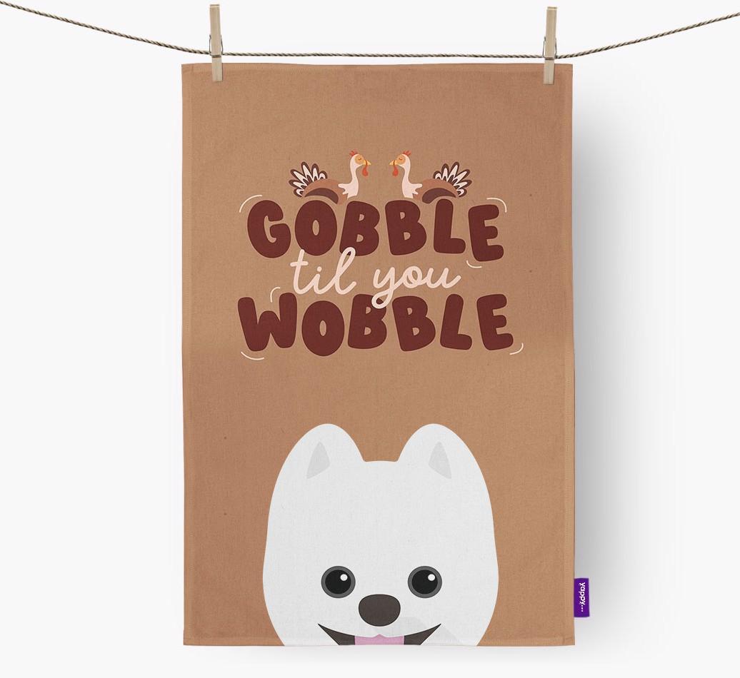 Gobble Til You Wobble: Personalized {breedFullName} Dish Towel