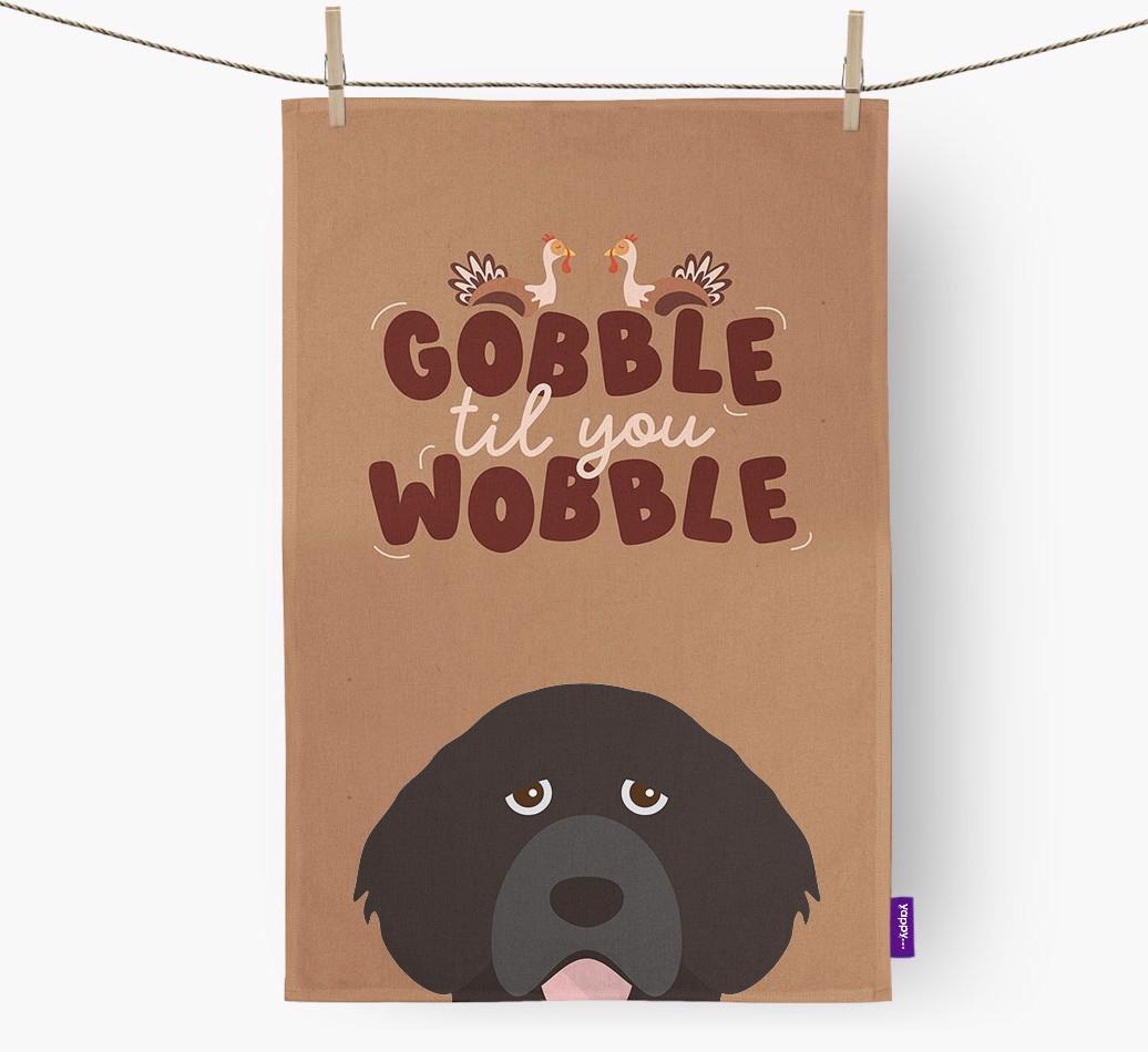 Gobble Til You Wobble: Personalized {breedFullName} Dish Towel