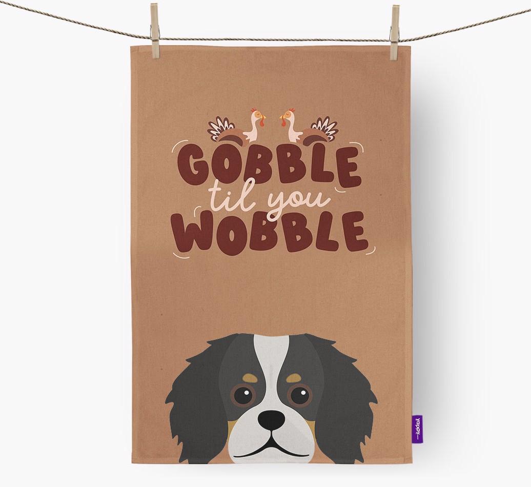 Gobble Til You Wobble: Personalized {breedFullName} Dish Towel