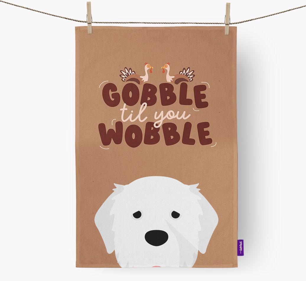 Gobble Til You Wobble: Personalized {breedFullName} Dish Towel