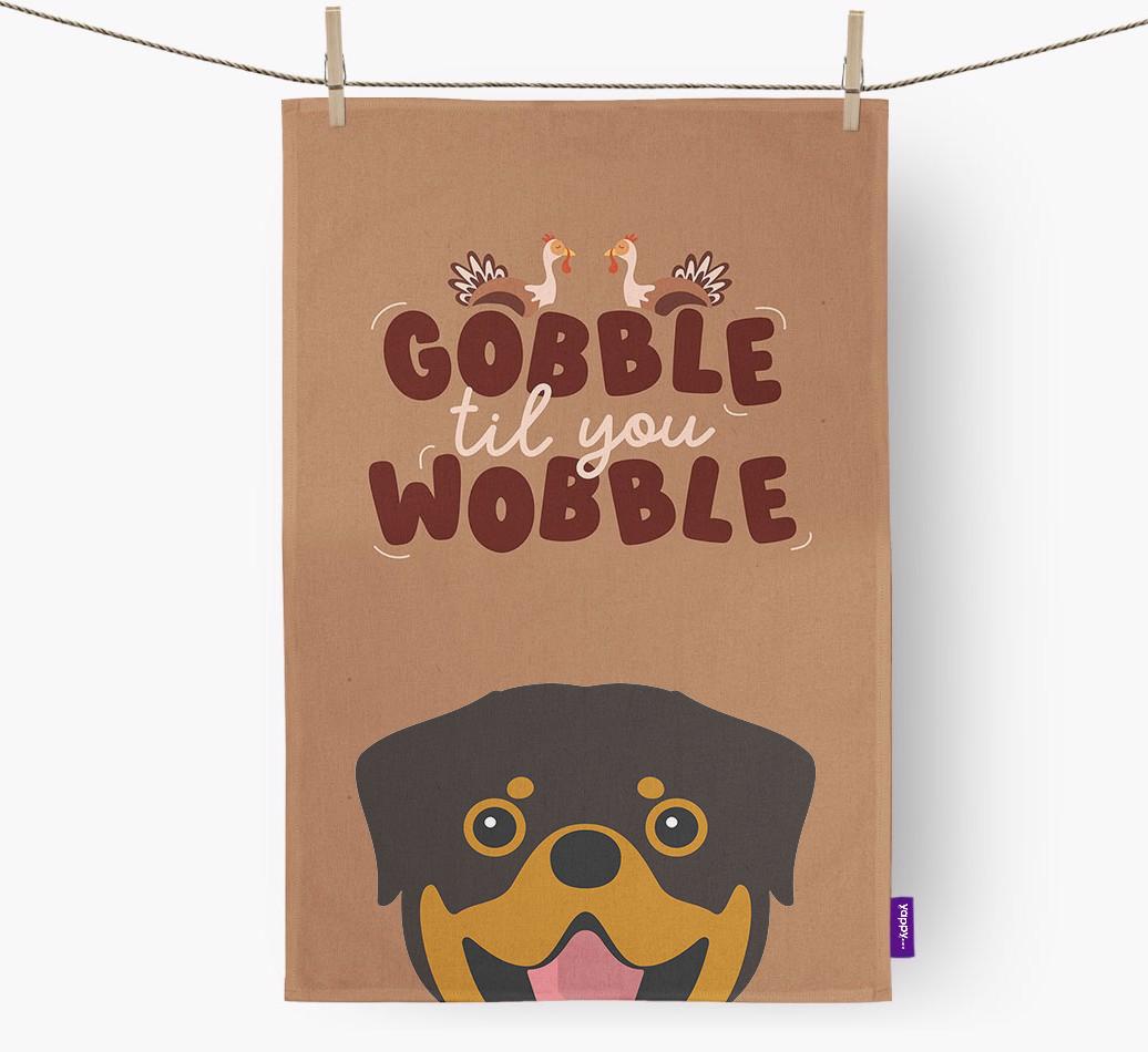Gobble Til You Wobble: Personalized {breedFullName} Dish Towel