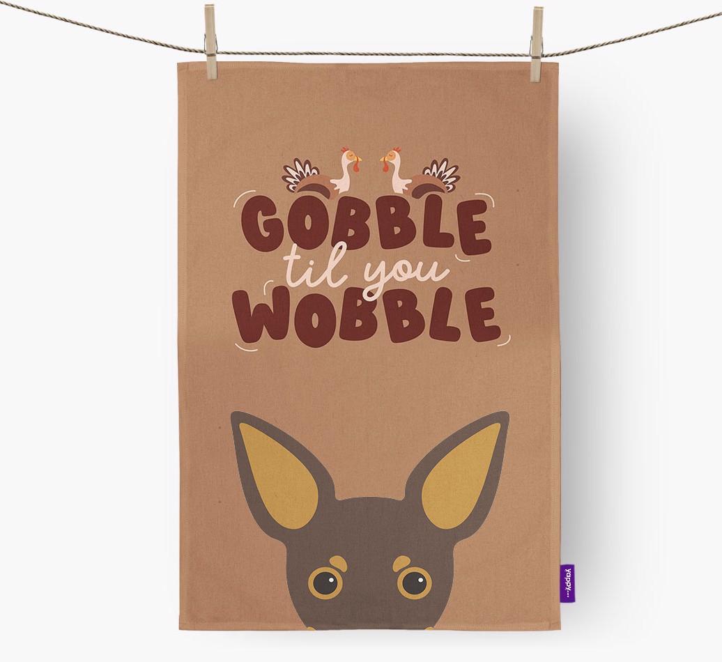 Gobble Til You Wobble: Personalized {breedFullName} Dish Towel