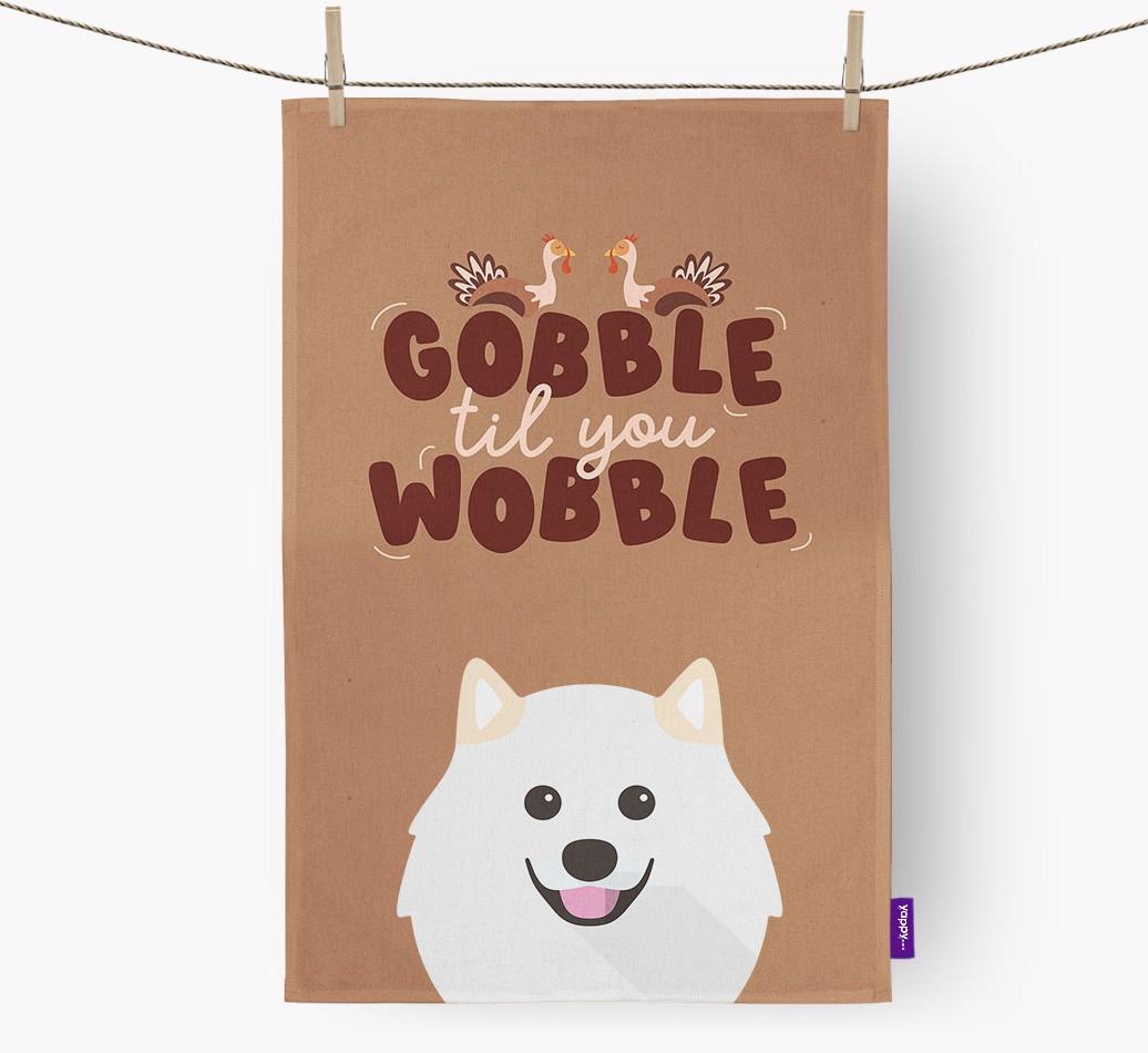 Gobble Til You Wobble: Personalized {breedFullName} Dish Towel