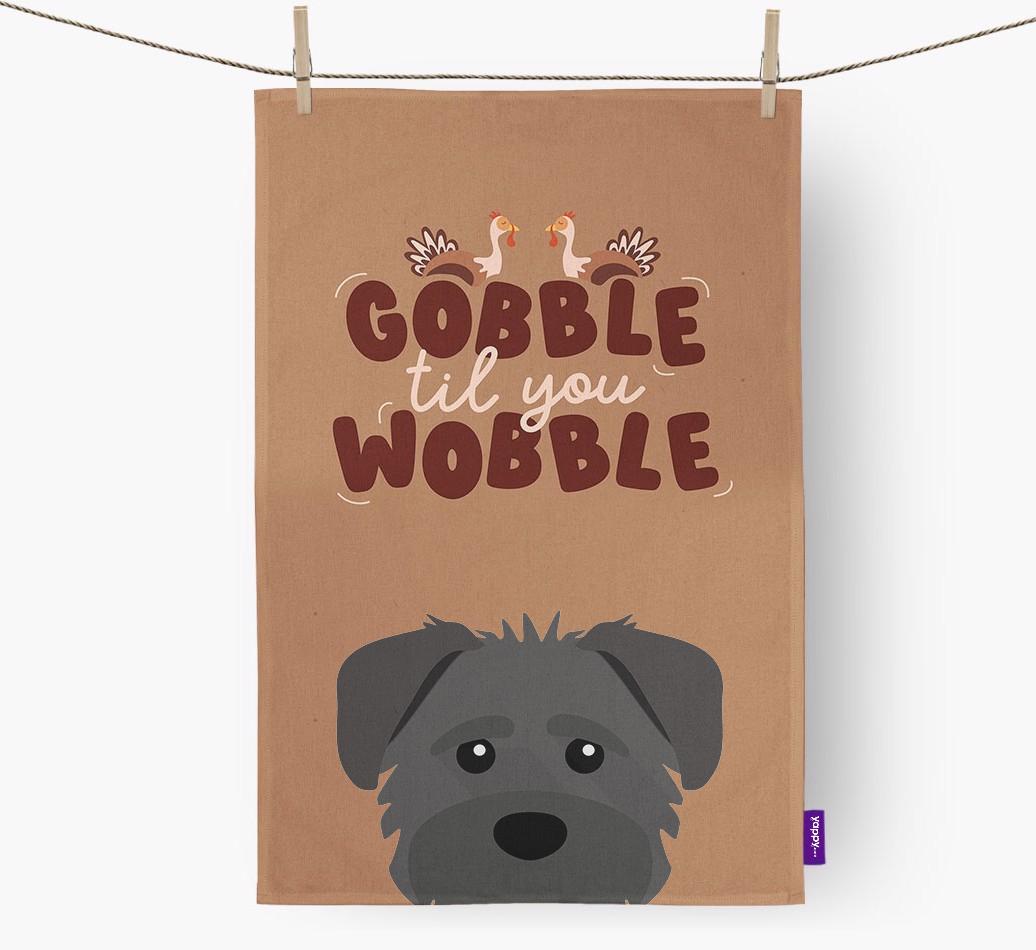 Gobble Til You Wobble: Personalized {breedFullName} Dish Towel